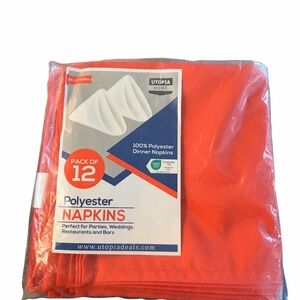 12-pack of Utopia Home 100% Polyester Orange Dinner Napkins 20” x 20” NWT